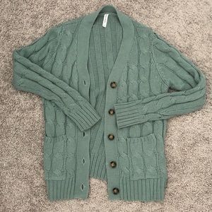 Size large aqua cardigan.